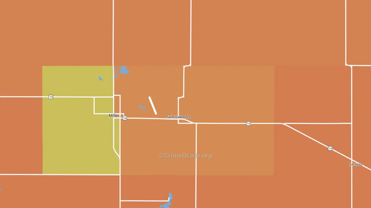 St. Lawrence, SD Map of Murder Rates