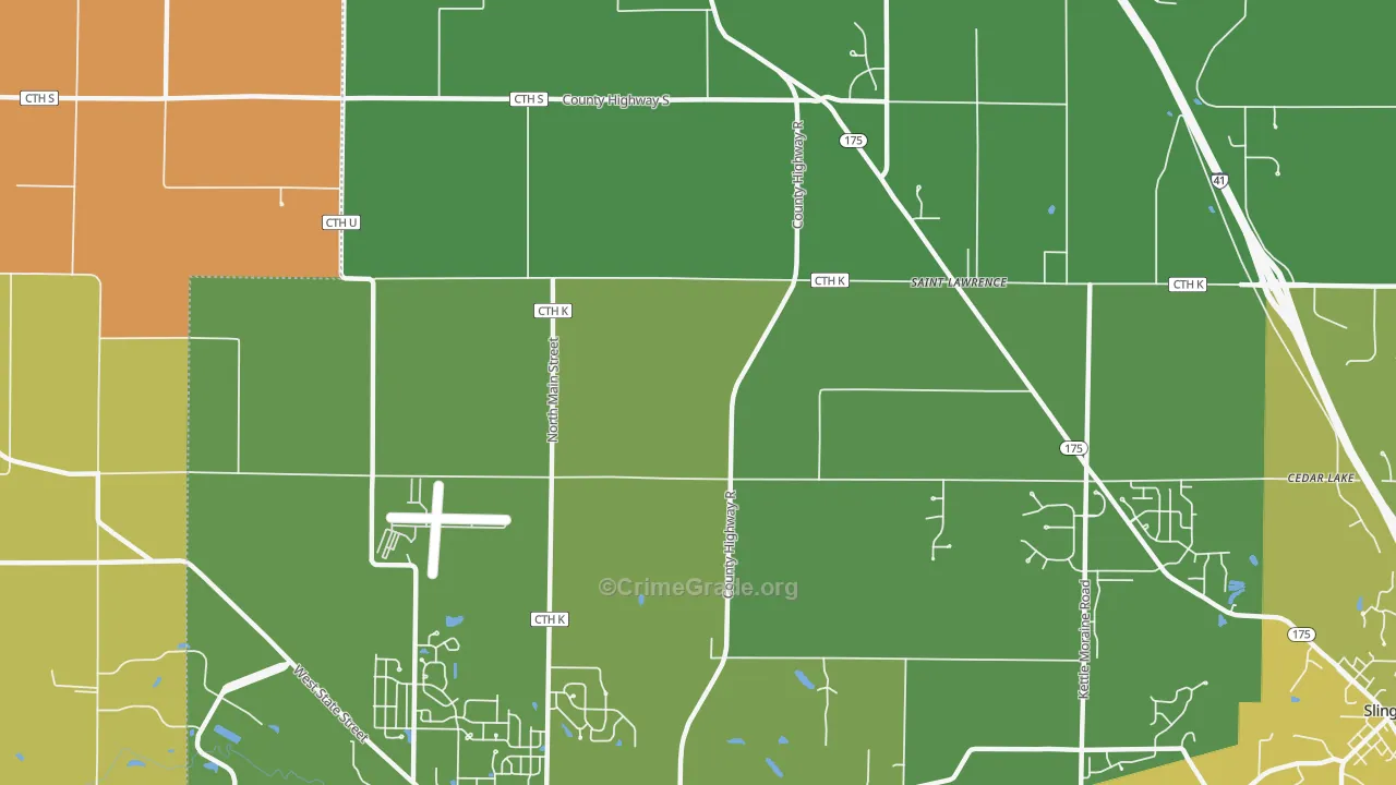 St. Lawrence, WI Map of Murder Rates