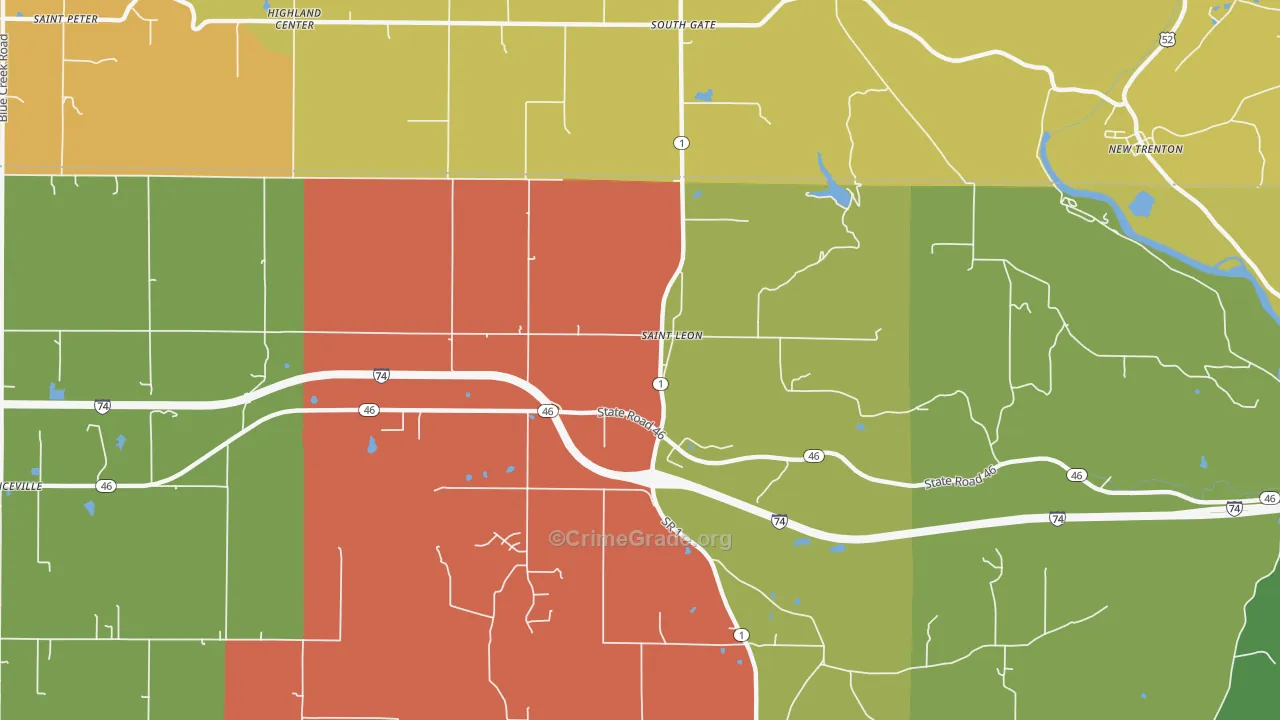 St. Leon, IN Map of Murder Rates