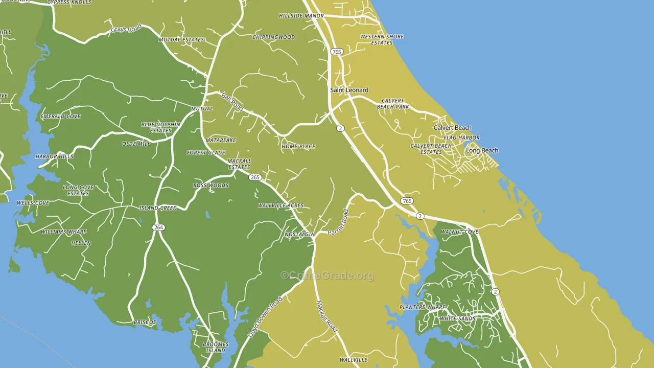 St. Leonard, MD Map of Murder Rates