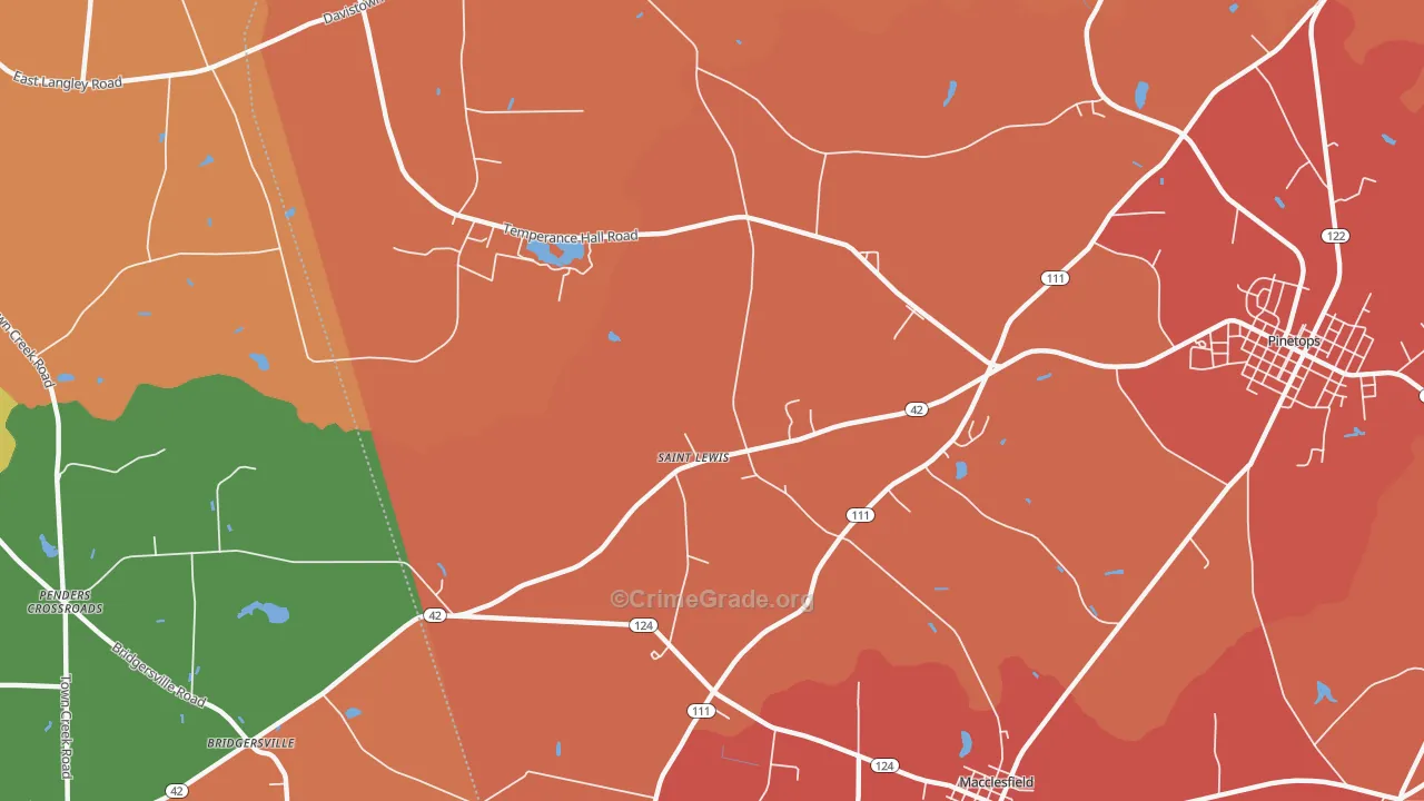 St. Lewis, NC Map of Murder Rates