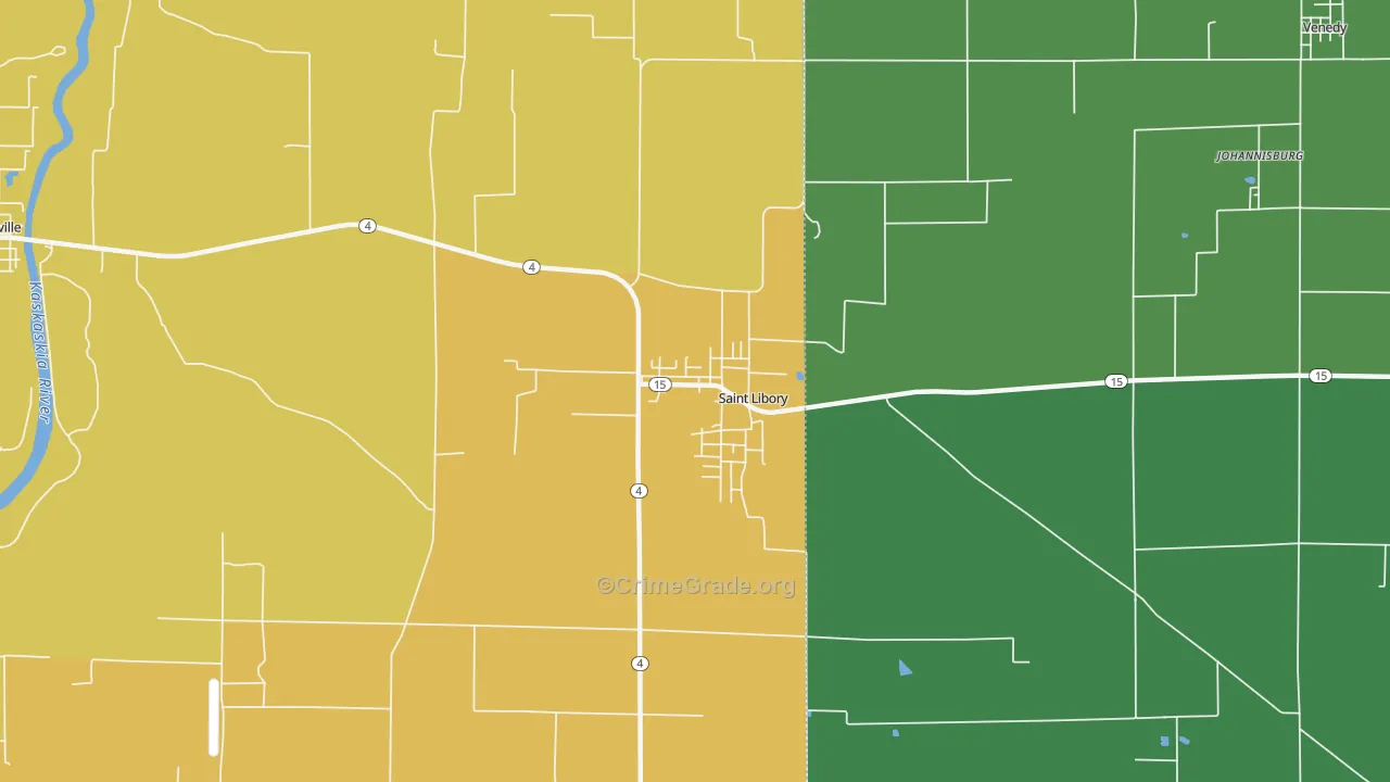 St. Libory, IL Map of Murder Rates