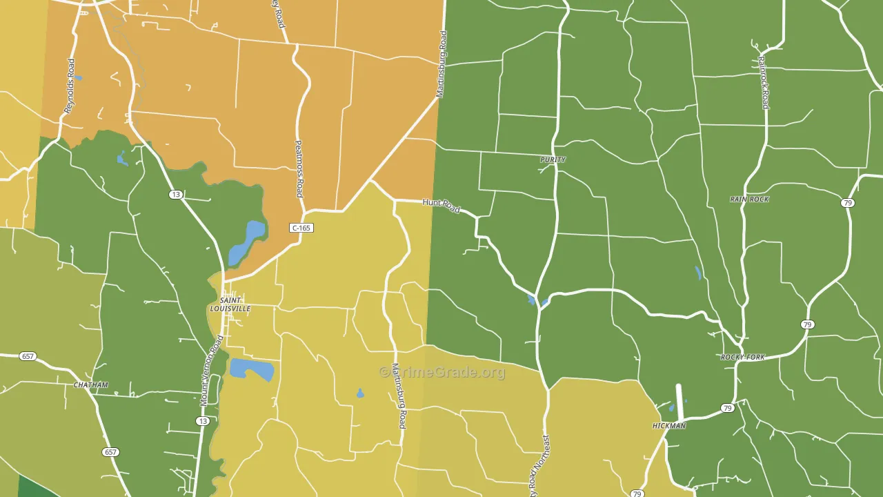 St. Louisville, OH Map of Murder Rates