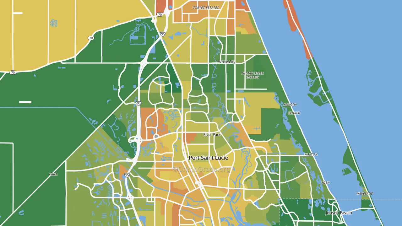 St. Lucie County, FL Map of Murder Rates