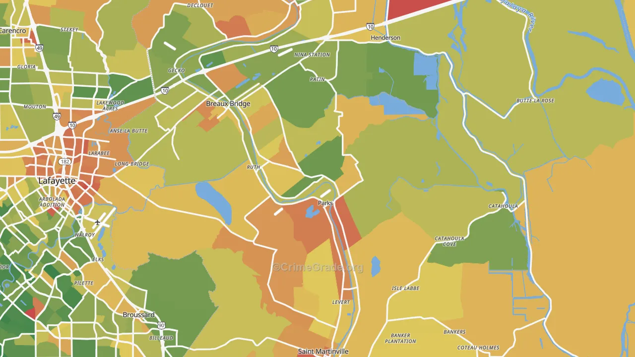 St. Martin Parish, LA Map of Murder Rates