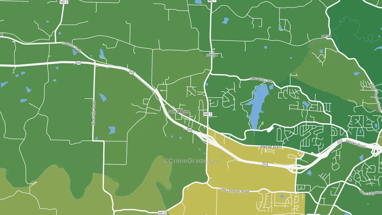 St. Martins, MO Map of Murder Rates