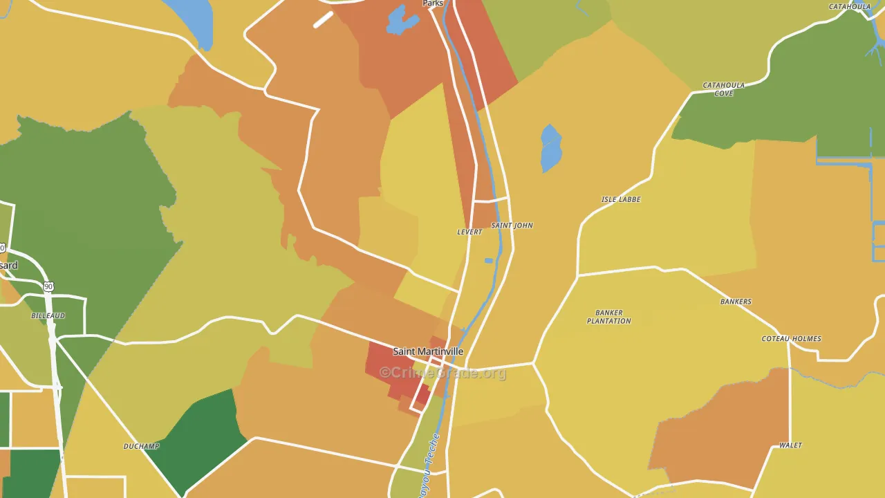 St. Martinville, LA Map of Murder Rates