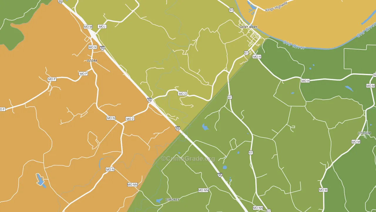 St. Mary, MO Map of Murder Rates