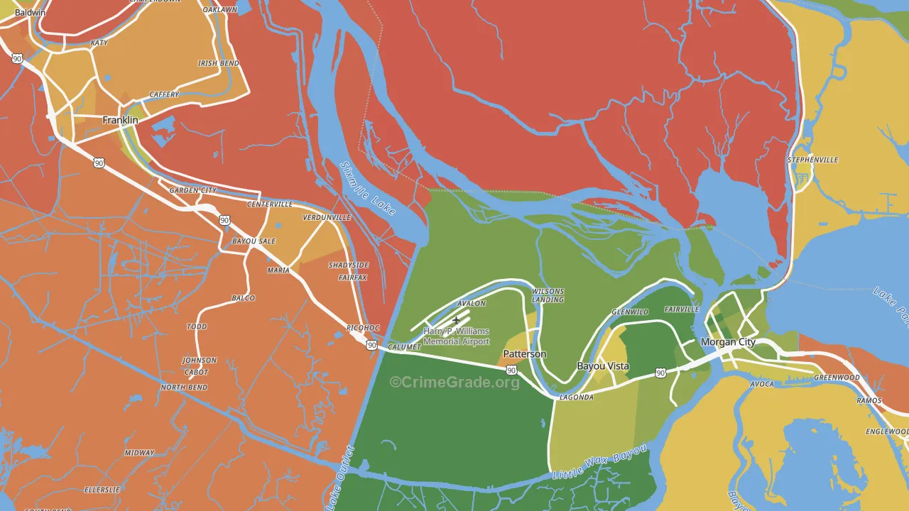 St. Mary Parish, LA Map of Murder Rates