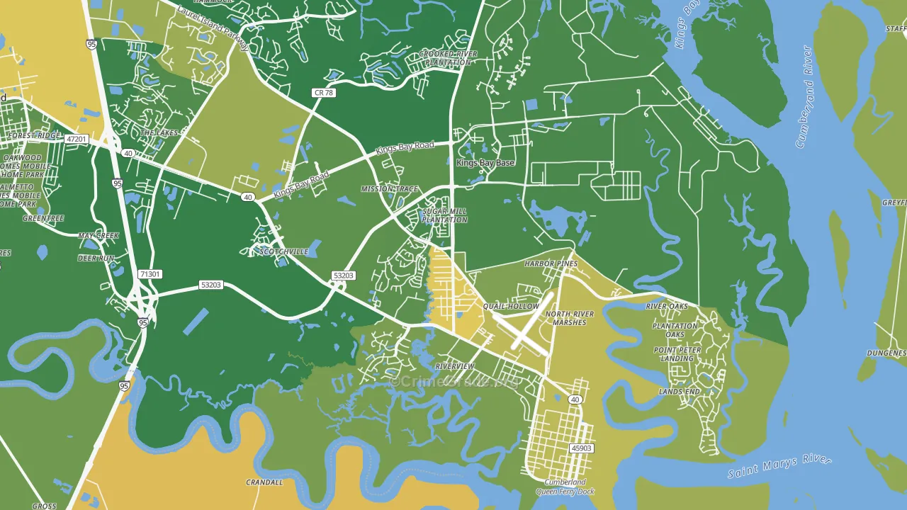 St. Marys, GA Map of Murder Rates