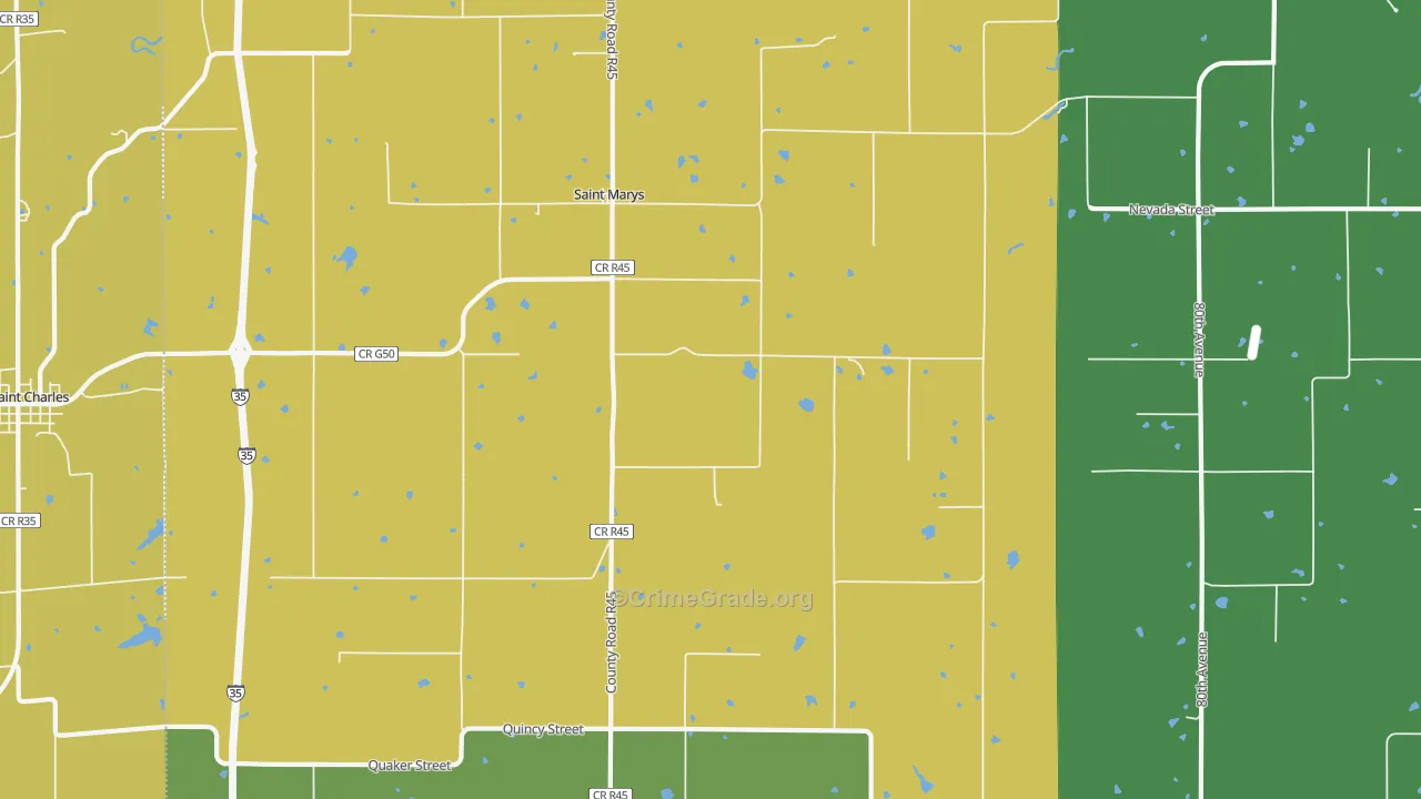 St. Marys, IA Map of Murder Rates