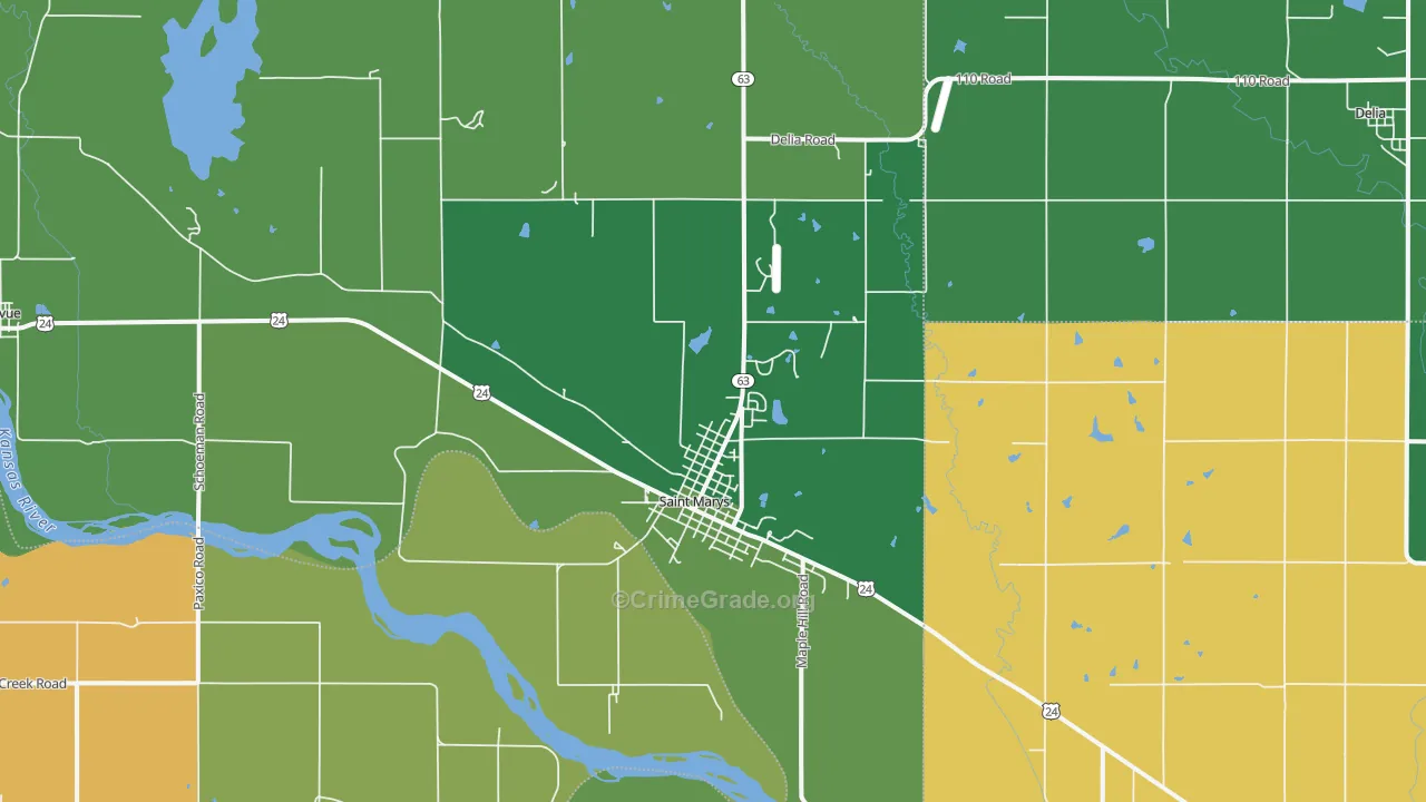 St. Marys, KS Map of Murder Rates