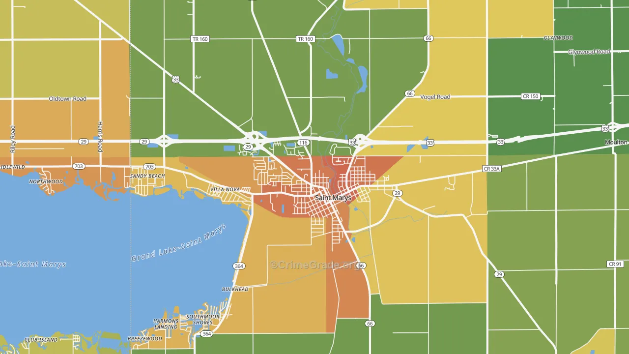 St. Marys, OH Map of Murder Rates