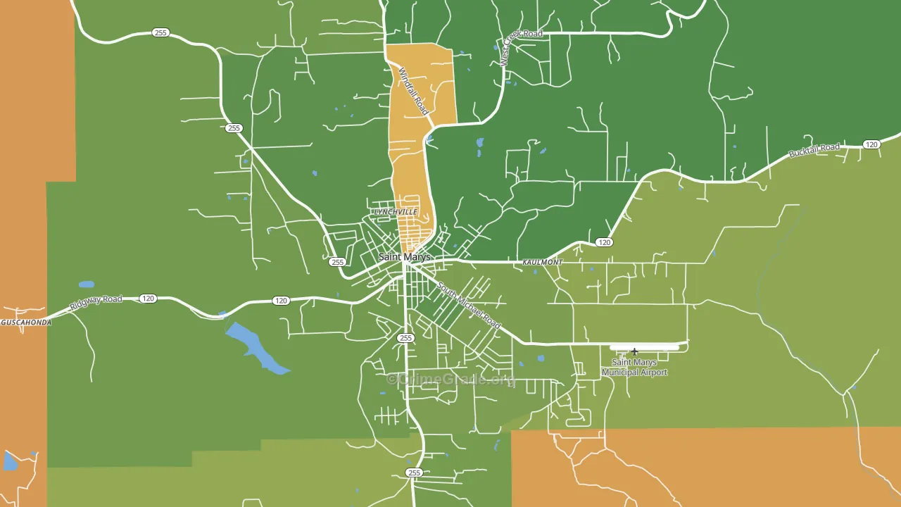 St. Marys, PA Map of Murder Rates