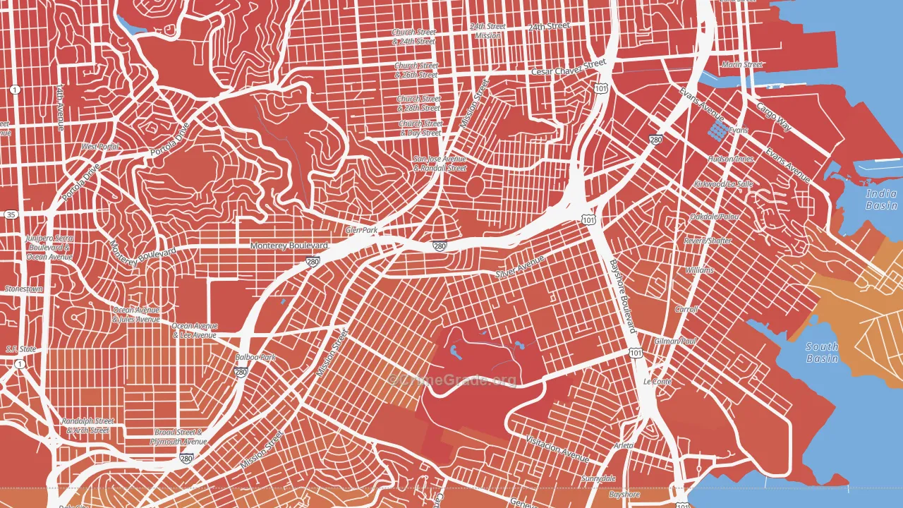St Marys Park, San Francisco, CA Map of Murder Rates