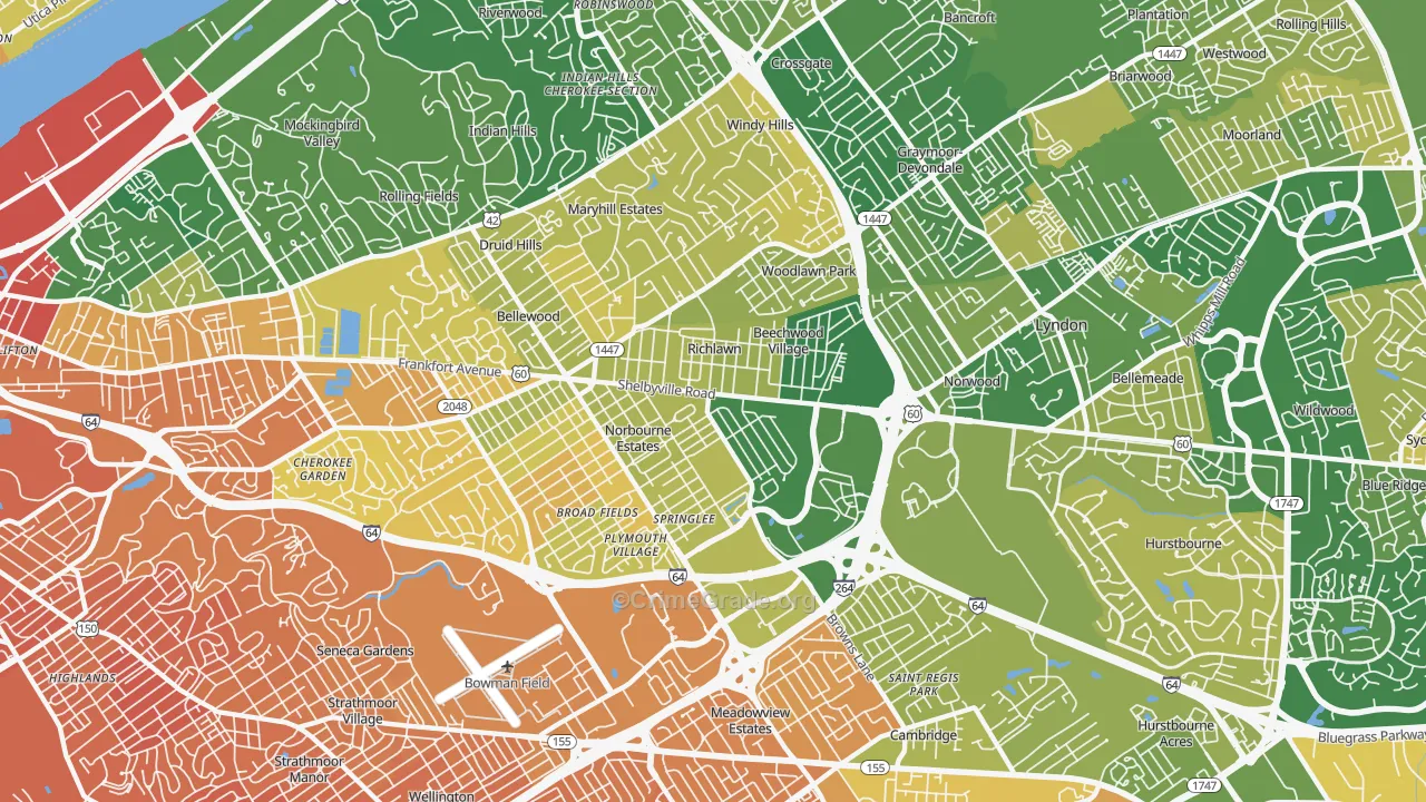 St. Matthews, KY Map of Murder Rates