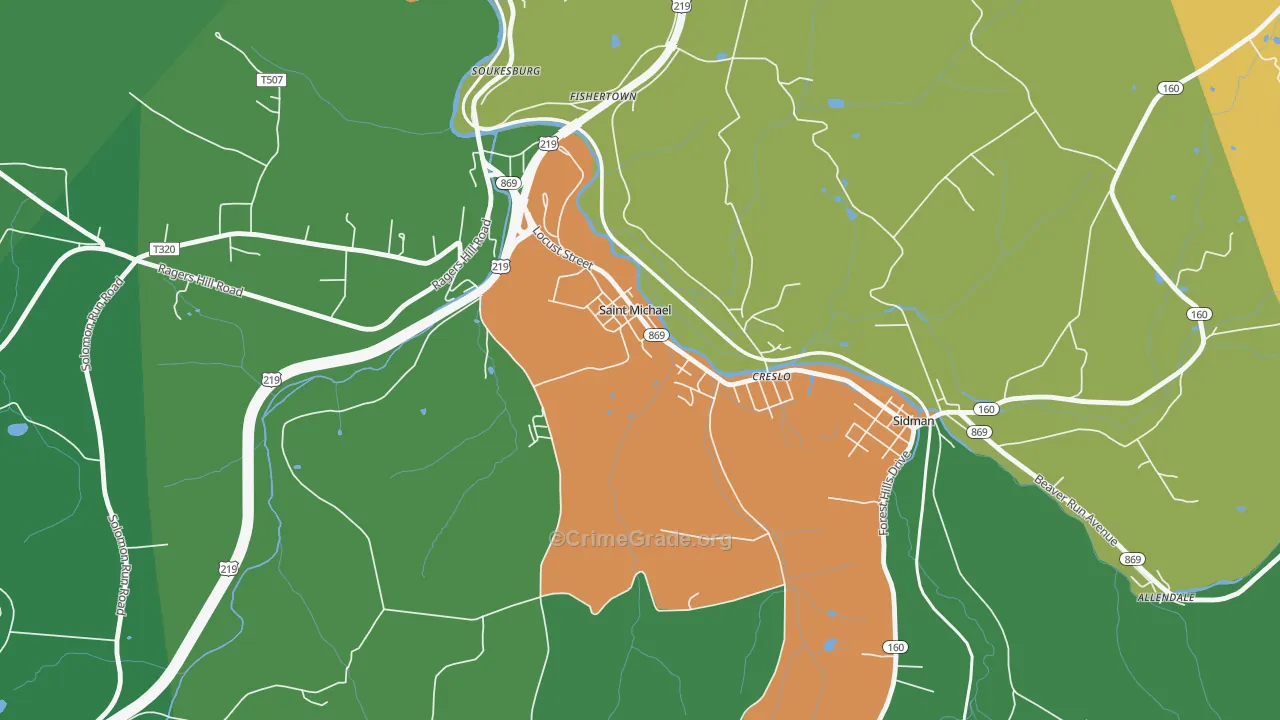 St. Michael, PA Map of Murder Rates
