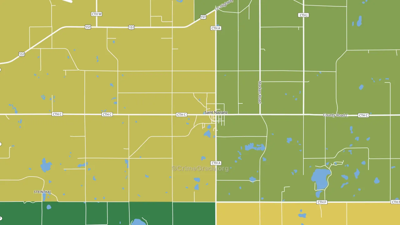 St. Nazianz, WI Map of Murder Rates