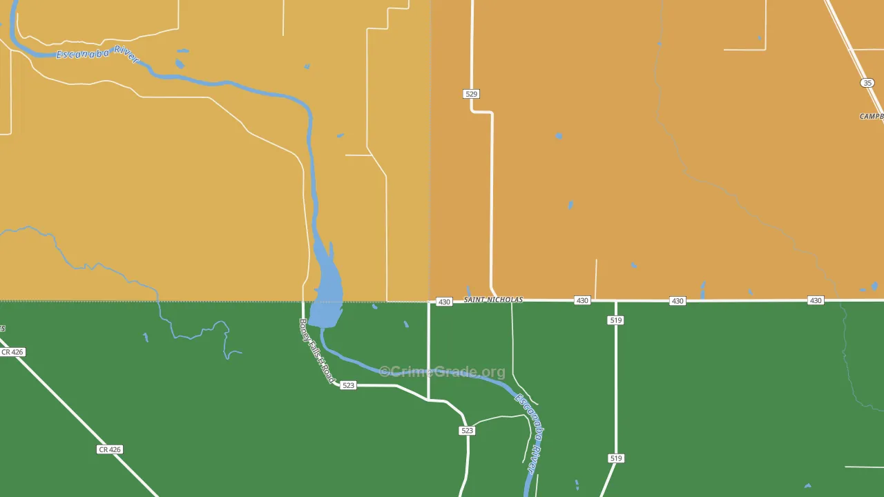 St. Nicholas, MI Map of Murder Rates