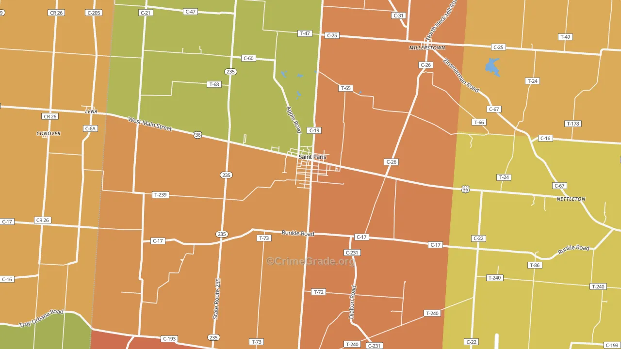 St. Paris, OH Map of Murder Rates
