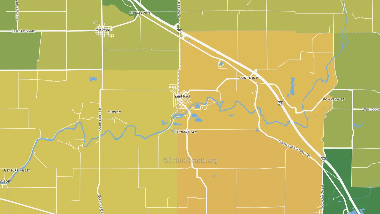 St. Paul, IN Map of Murder Rates