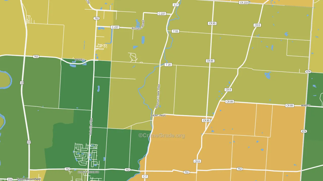 St. Paul, OH Map of Murder Rates