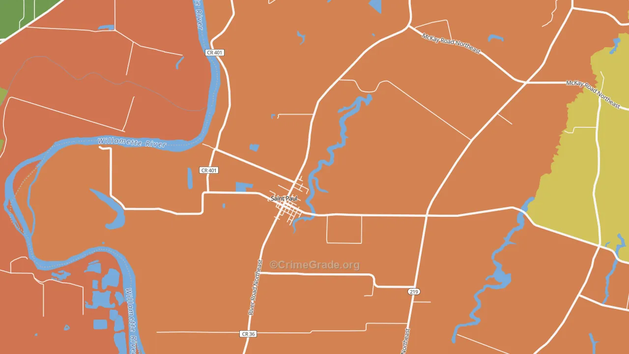 St. Paul, OR Map of Murder Rates