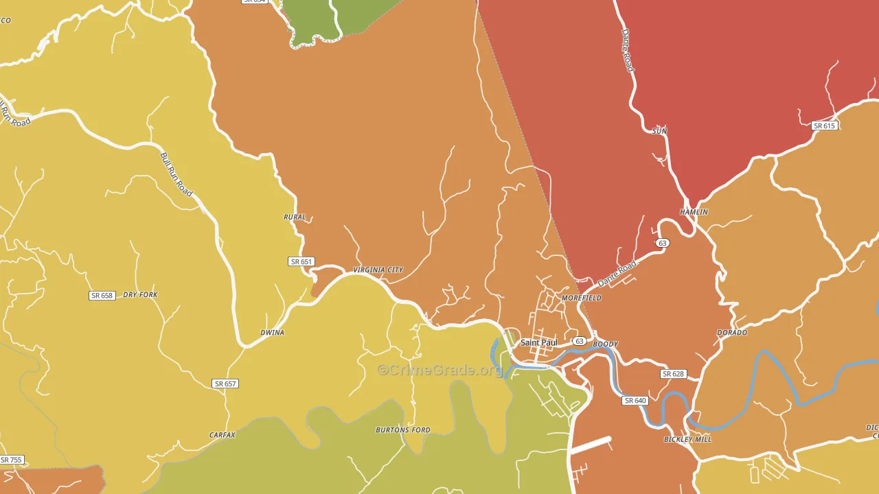 St. Paul, VA Map of Murder Rates