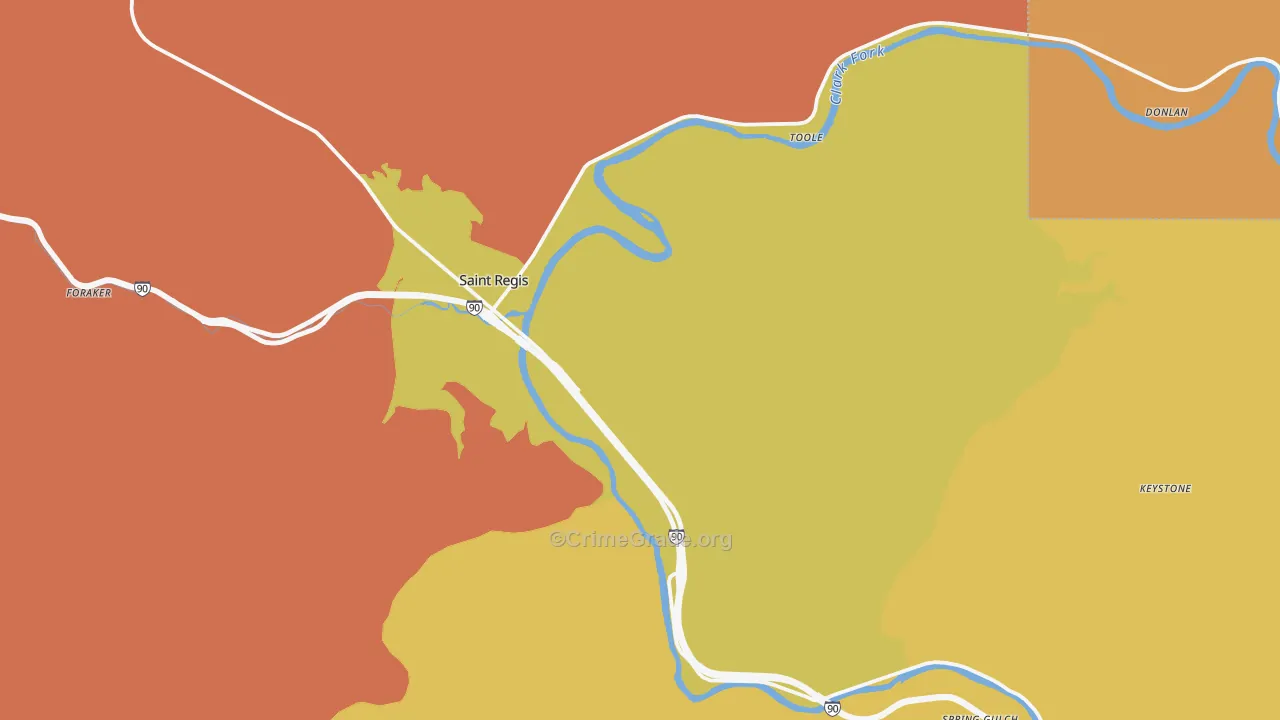 St. Regis, MT Map of Murder Rates