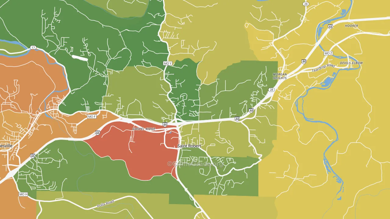 St. Robert, MO Map of Murder Rates