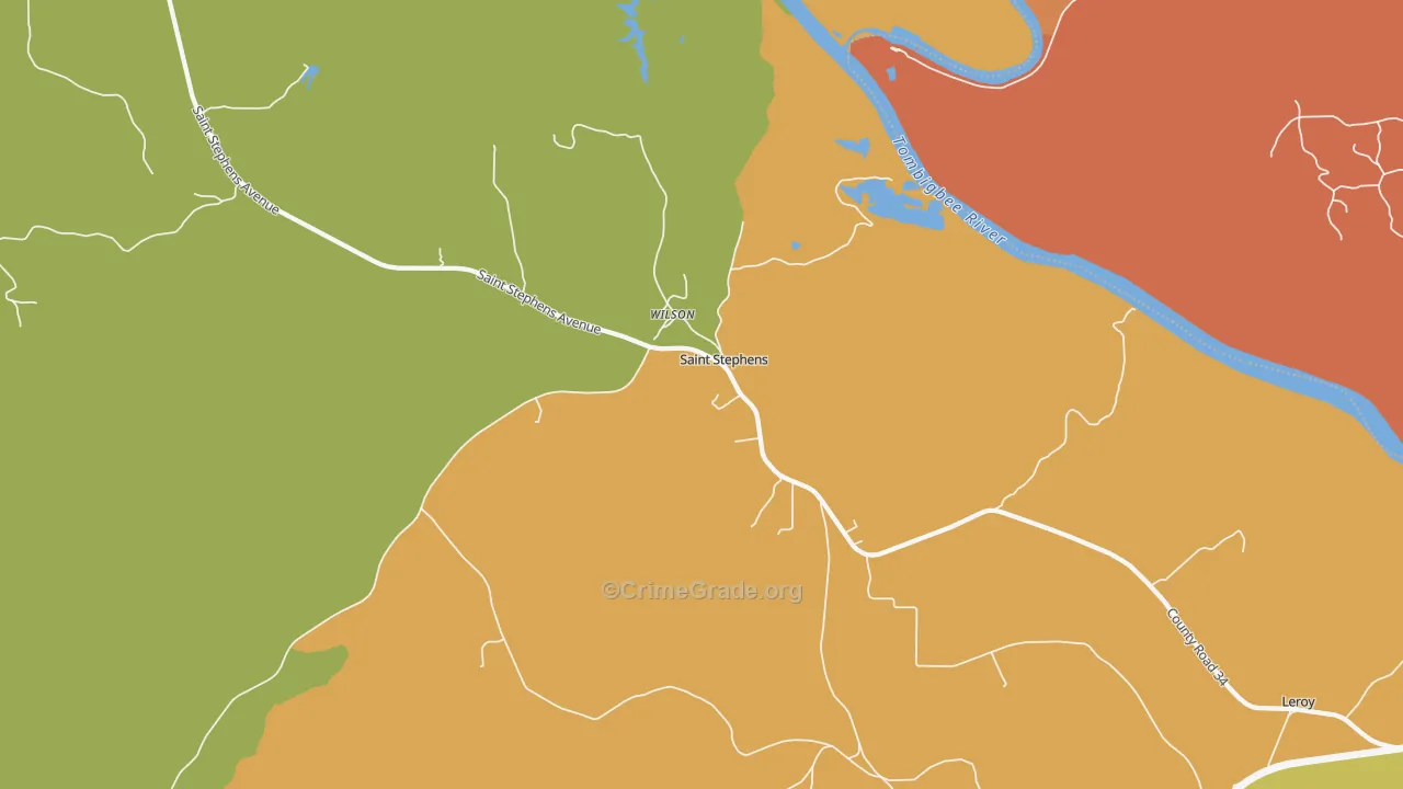 St. Stephens, AL Map of Murder Rates