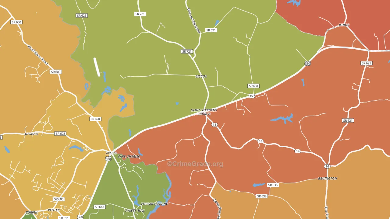 St. Stephens Church, VA Map of Murder Rates