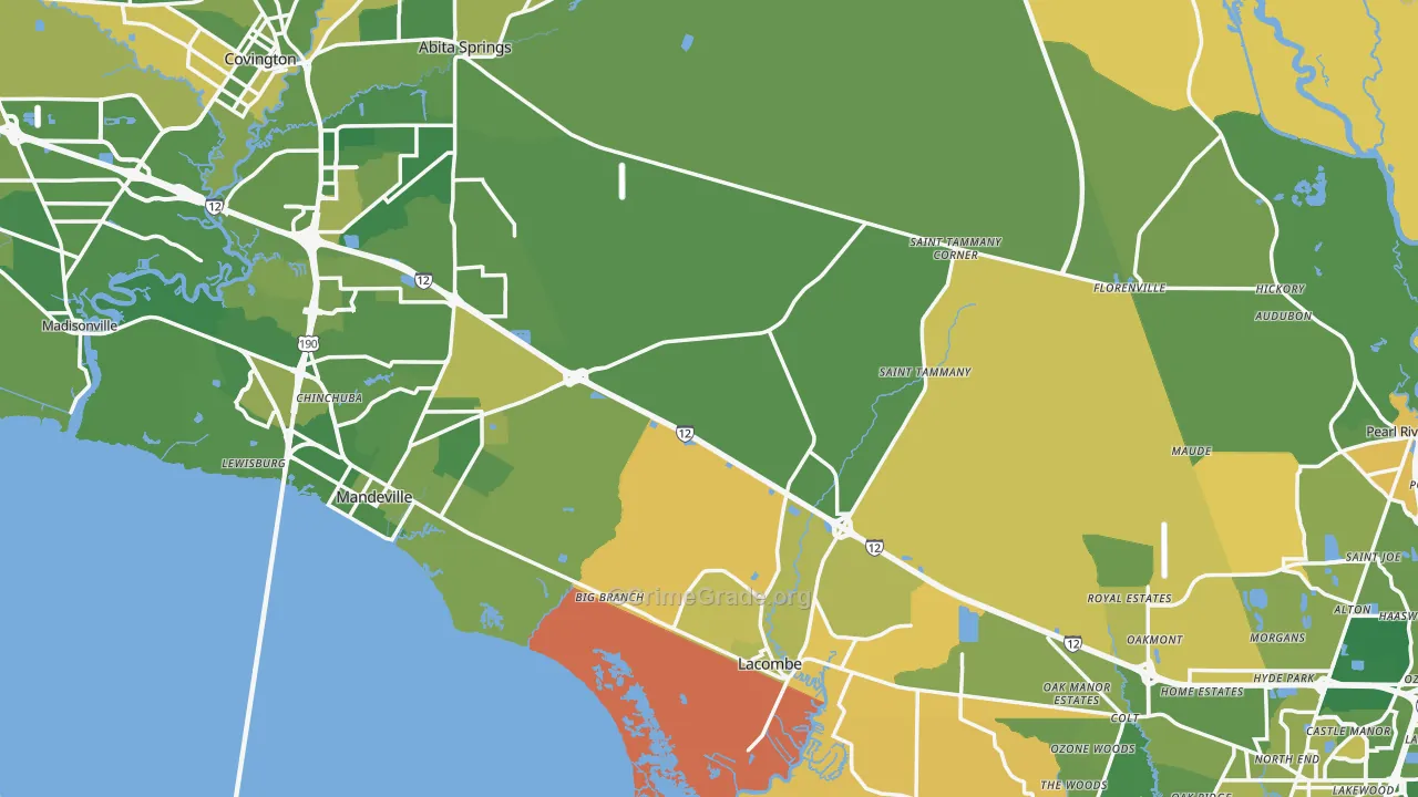 St. Tammany Parish, LA Map of Murder Rates