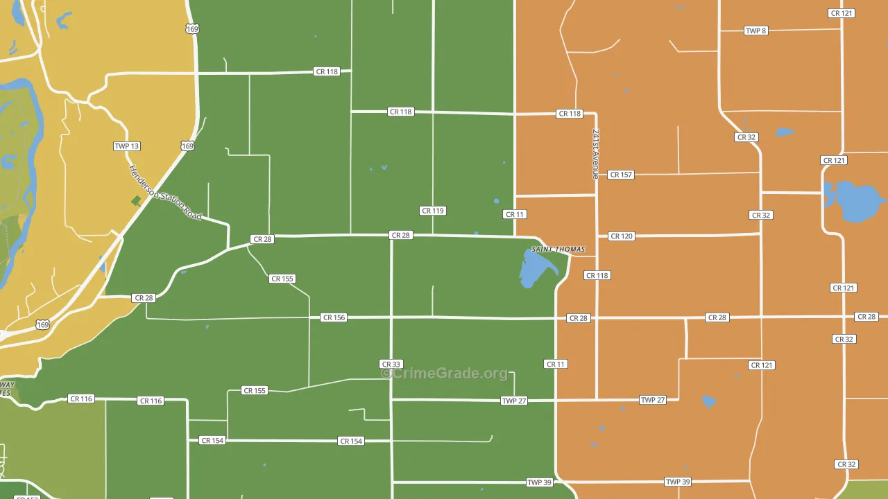 St. Thomas, MN Map of Murder Rates