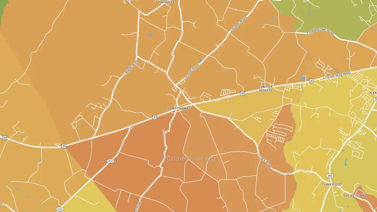 St. Thomas, PA Map of Murder Rates