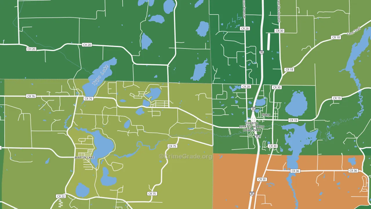 Stacy, MN Map of Murder Rates