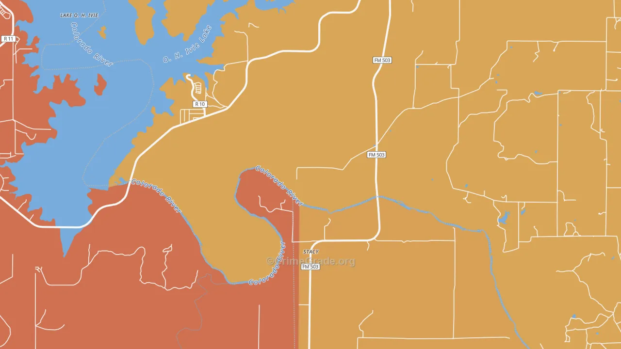 Stacy, TX Map of Murder Rates