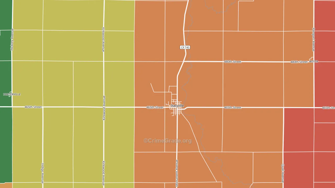 Stacyville, IA Map of Murder Rates