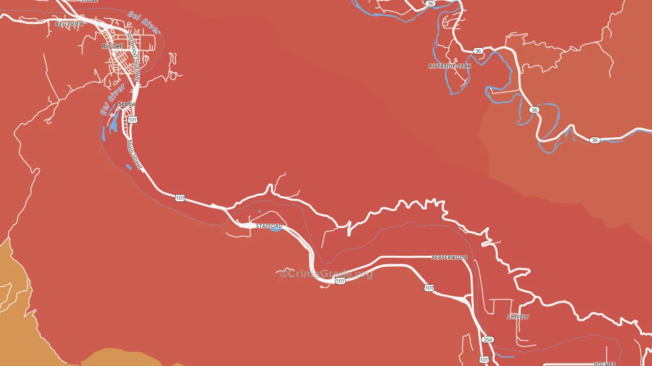 Stafford, CA Map of Murder Rates