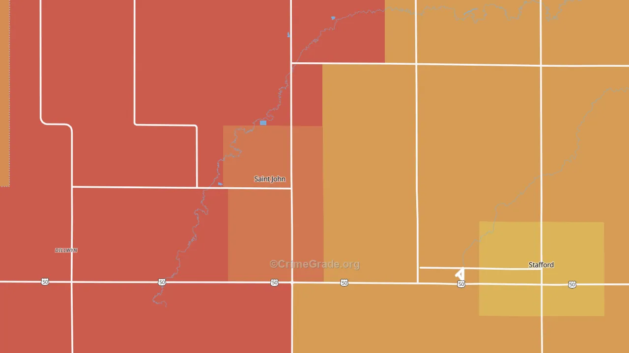 Stafford County, KS Map of Murder Rates