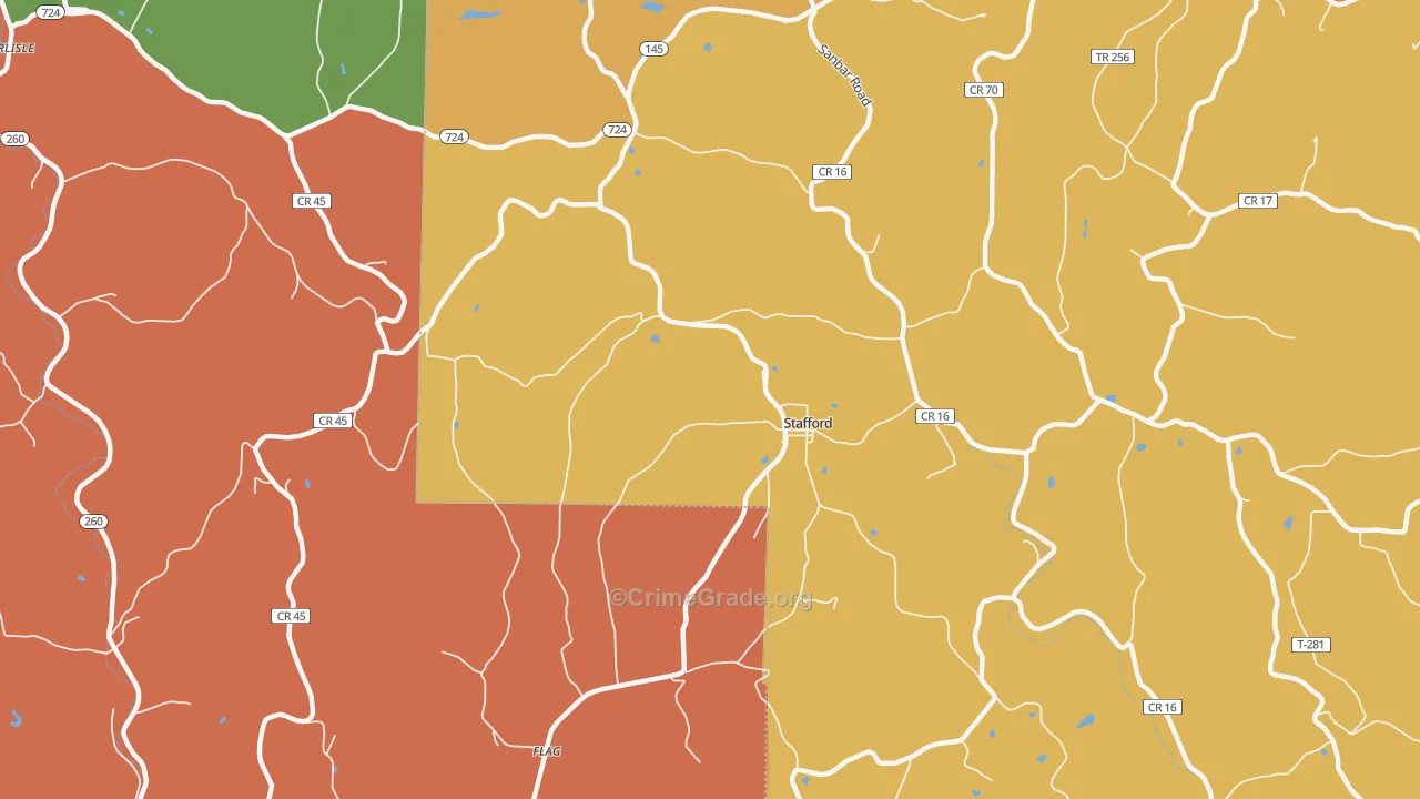 Stafford, OH Map of Murder Rates