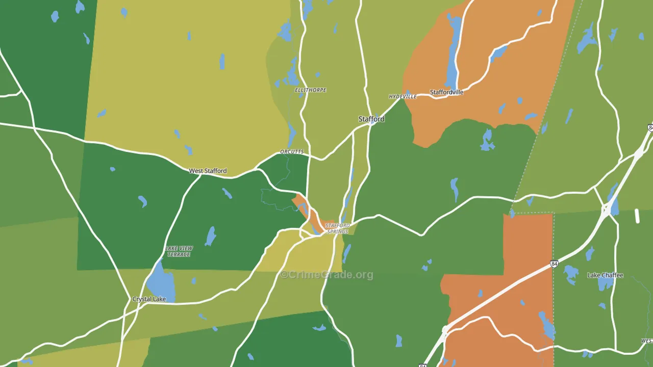 Stafford Springs, CT Map of Murder Rates