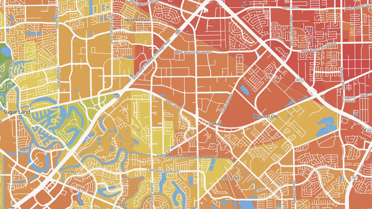 Stafford, TX Map of Murder Rates