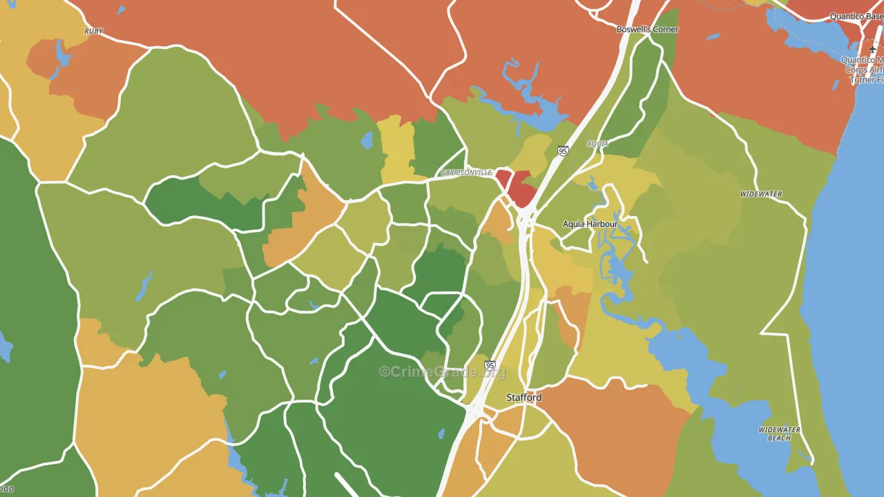 Stafford, VA Map of Murder Rates