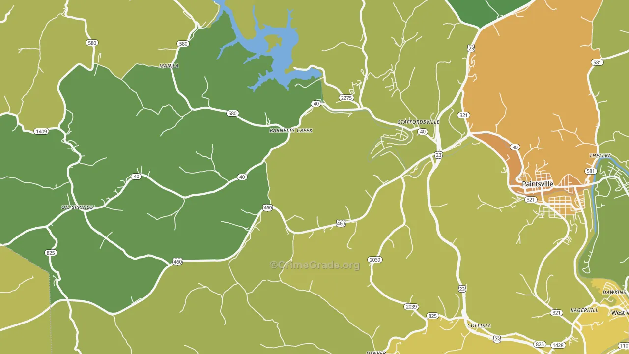 Staffordsville, KY Map of Murder Rates