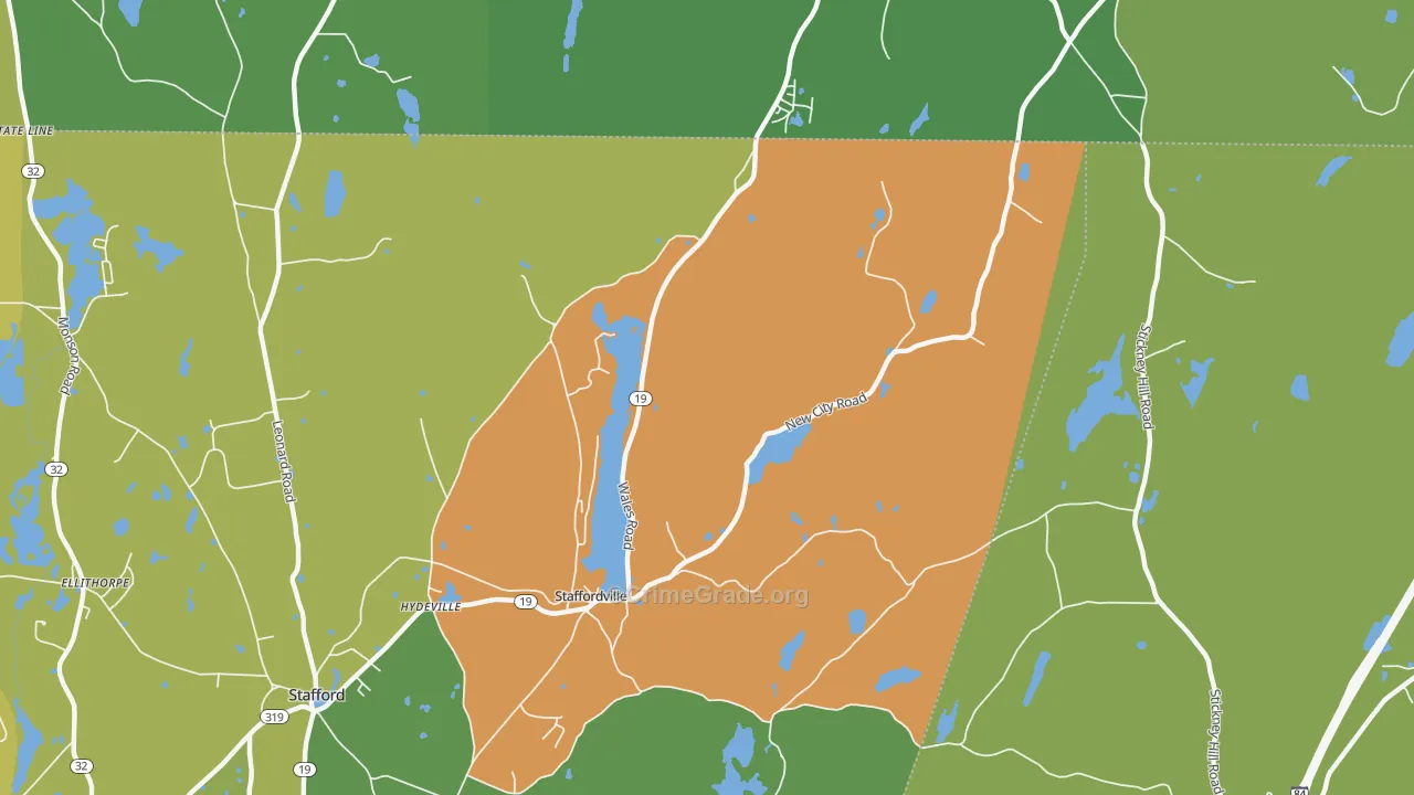 Staffordville, CT Map of Murder Rates