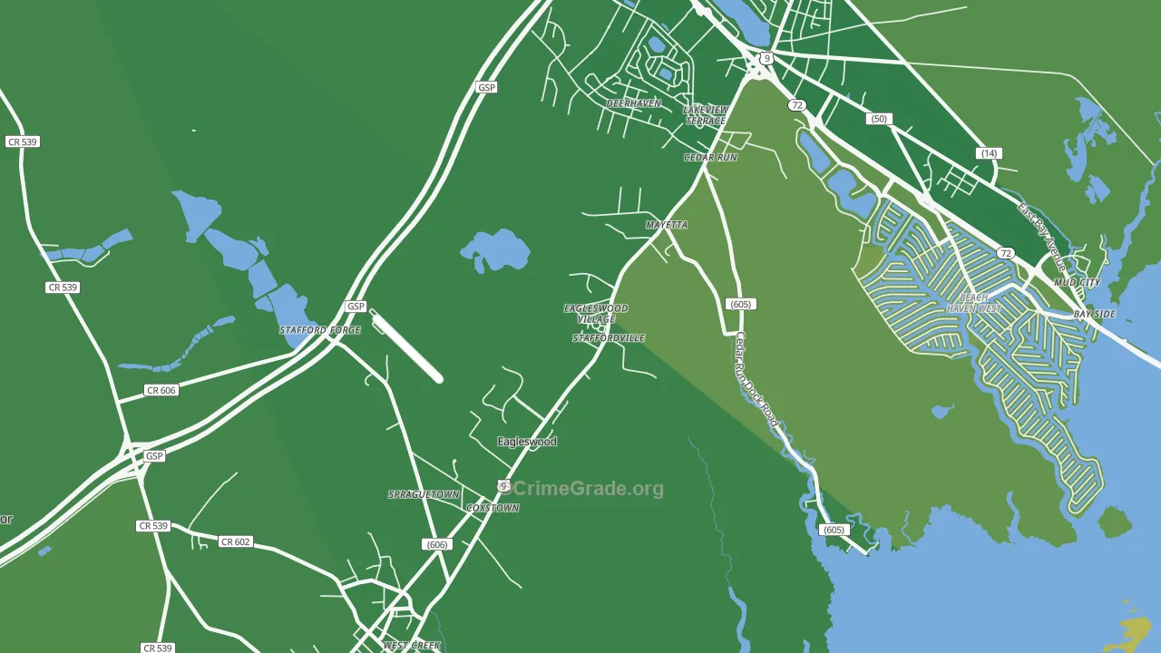 Staffordville, NJ Map of Murder Rates