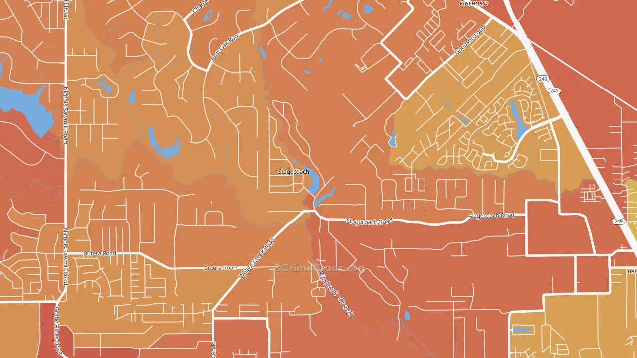 Stagecoach, TX Map of Murder Rates
