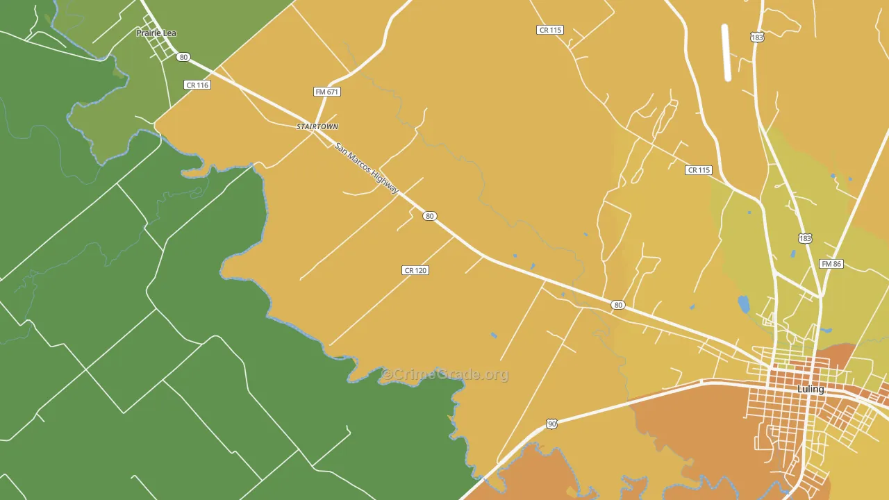 Stairtown, TX Map of Murder Rates