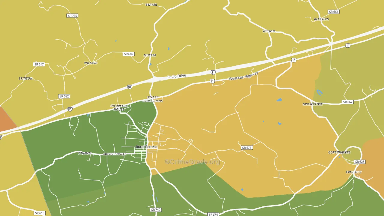 Staley Crossroads, VA Map of Murder Rates